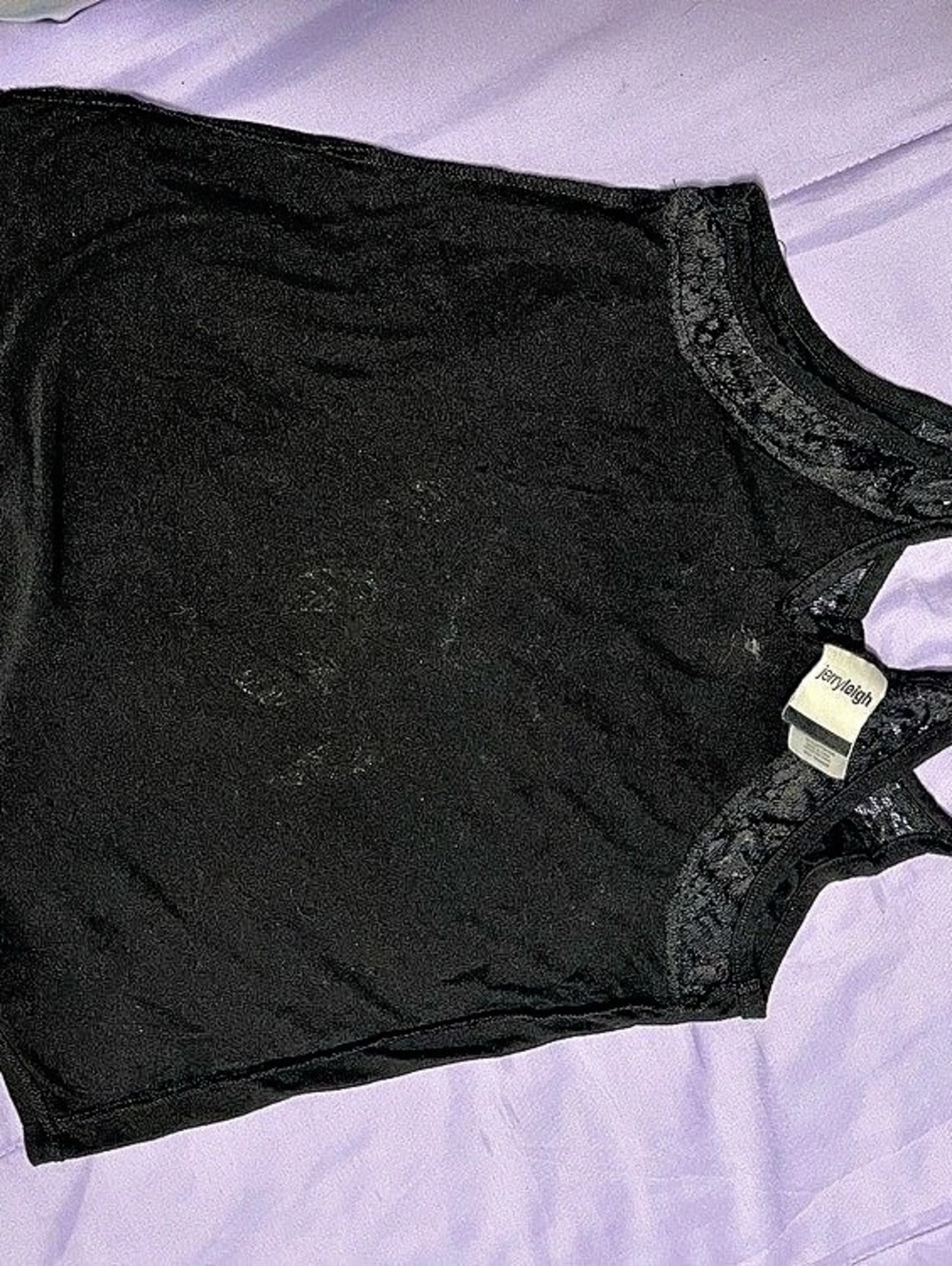Jerry Leigh Black Lace-Trim Tank Top